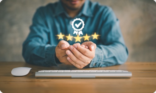 Selo de certificação com cinco estrelas